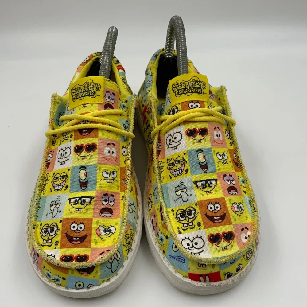 Hey Dude Wally Y SpongeBob Faces Kids Shoes J6 Cyber Yellow Multi 42899-77K